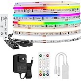 BTF-LIGHTING 16.4FT WS2811 Dual IC Chasing RGBCCT DC24V COB LED Strip Kit | UL Listed 840LEDs/m Chasing IC RGB Light+Tunable White 3000K-6000K Bluetooth Music Controller for Home DIY Indoor Lighting