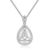JiaYangJY Irish Celtic Spiral Necklace Sterling Silver Trinity Knot Pendant Triquetra Knot Jewelry