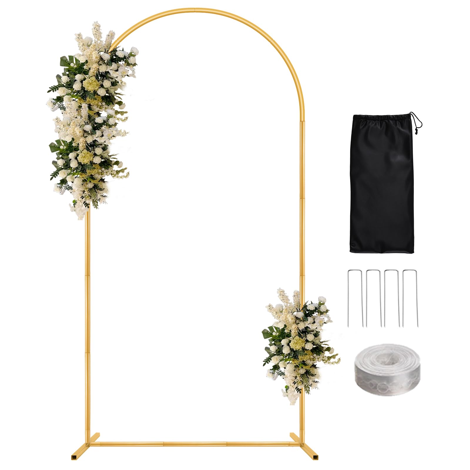 Photo 1 of WellSign 6.6FT Metal Wedding Arch Backdrop Stand for Parties, Gold Balloon Arch kit Stand for Baby Shower Gender Reveal Ceremony Birthday Anniversary Bridal Graduation Party Event Decoration