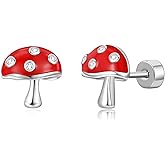 Plikin Mushroom Earrings for Women Cute Mushroom Stud Earrings Jewelry Gift for Women Teens