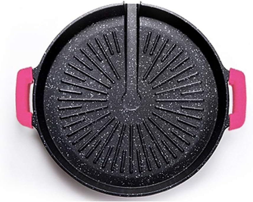 UCYG Baking tray induction cooker Korean, round square open flame gas general barbecue tray, fried Western steak teppanyaki home (Color : A, Size : Round)