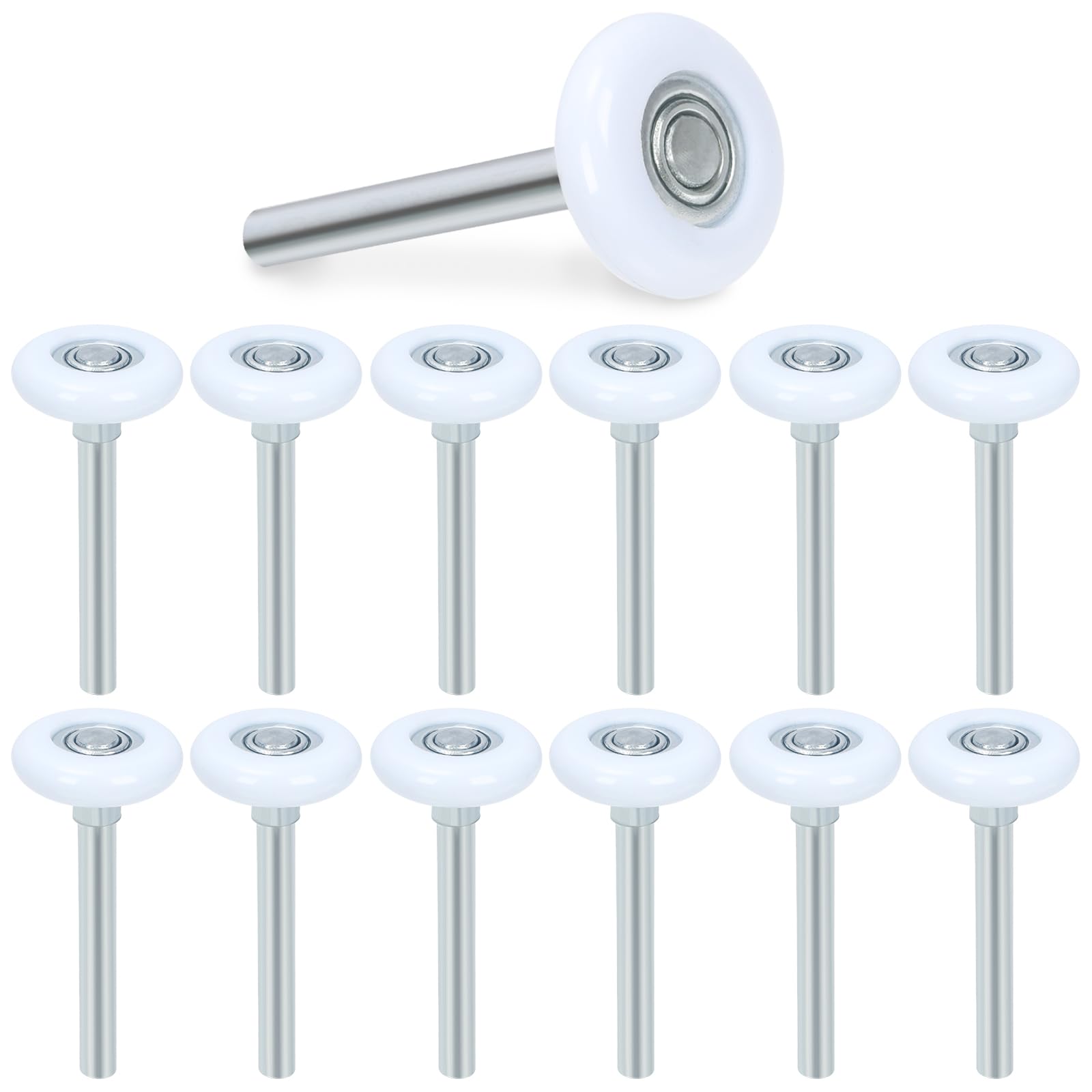 Keadic 10Pcs 2" White Nylon Garage Door Roller with 4" Stem, 6200ZZ Bearing Stable and Quiet Garage Door Wheels for Commercial and Residential Garage Doors