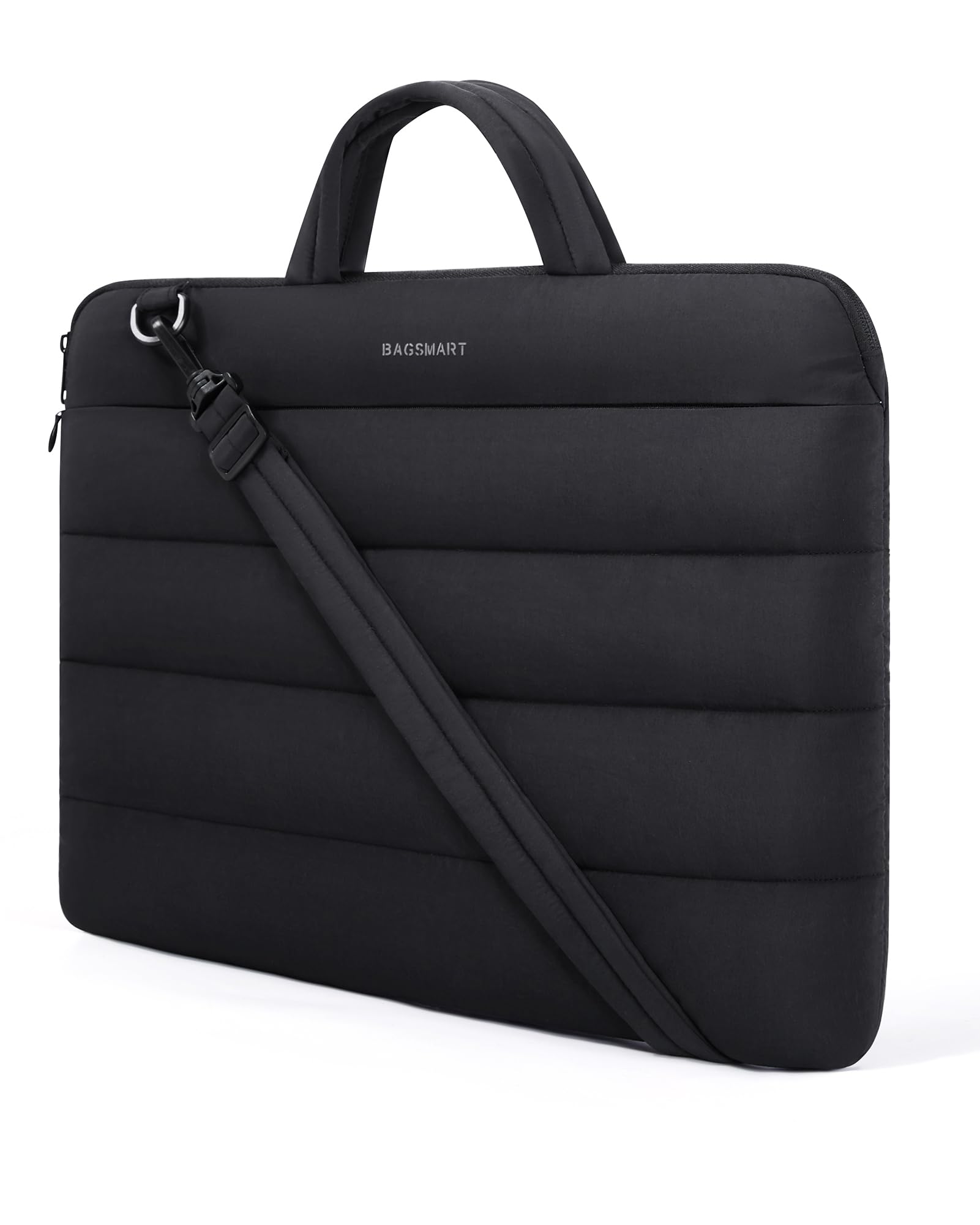 Photo 1 of BAGSMART 13-14 inch Laptop Sleeve Bag with Strap, Puffy Padded Laptop Case with Pocket, Portable MacBook Air/Pro 13 inch Case for Women, Repellent Protective Sleeve Compatible with Dell, HP, Black