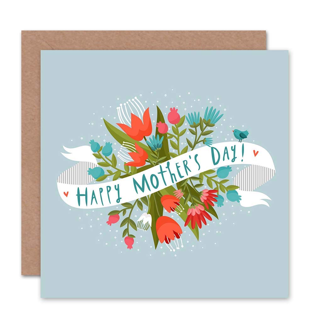Wee Blue Coo HAPPY MOTHERS DAY FLOWERS BLANK GREETINGS CARD ART CS380