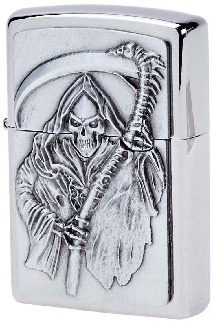 Zippo Windproof Lighter - Grim Reaper - Brushed Chrome - Refillable for a Lifetime Use - Adjustable Flame - Gift Box - Metal Construction - Made in USA