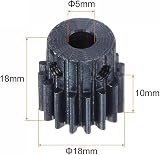 sourcing map Mod 1 16T Pinion Gear 5mm Bore Hardened Steel RC Motor Spur Gear view 2