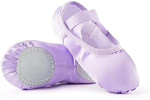TIEJIAN Satin Ballet Slippers for Girls - Toddler Dance Shoes (Little Kid/Big Kid)
