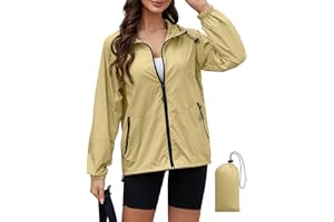CRIPOM Rain Jacket Women Lightweight Waterproof Windbreaker Jacket Hooded Packable Rain Coats with Pockets S-XXL