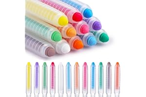 12Pcs Dustless Chalkboard Chalk Colorful Dustless Chalk 3.9x0.7 Inch 12 Color Dustless Chalk with Chalk Holder for Home Offic