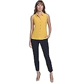 Tommy Hilfiger Womens Classic Collared Button Front Sleeveless-Knit Top