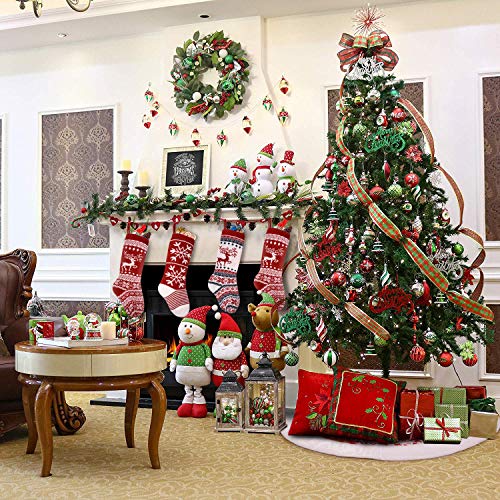 sanipoe 3 Pcs Knit Christmas Stocking, 18" Snowflake and elk Stockings, Personalized Stocking Decorations for Family Holiday Xmas Party Decorations