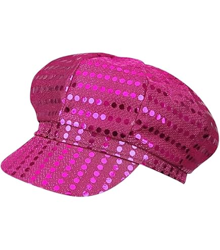 Zhzrche Sequin Hat Glitter Solid Color Dance Hat Western Retro