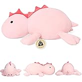 IdeaMeme 22" 3.5 lbs Weighted Dino Stuffed Toys, Cute Animals Plushie Dolls Pillow Gifts for Kids Adults (Pink)