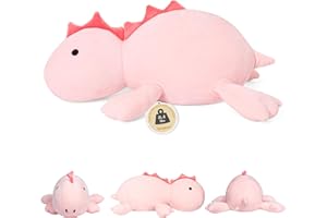 IDEAMEME 22" 3.5 lbs Weighted Dino Stuffed Toys, Cute Animals Plushie Dolls Pillow Gifts for Kids Adults (Pink)