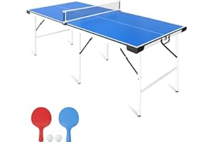 Seydrey 5.5x3ft Foldable & Portable Ping Pong Table, Folding Indoor Table Tennis w/ 2 Paddles, 2 Balls and Net