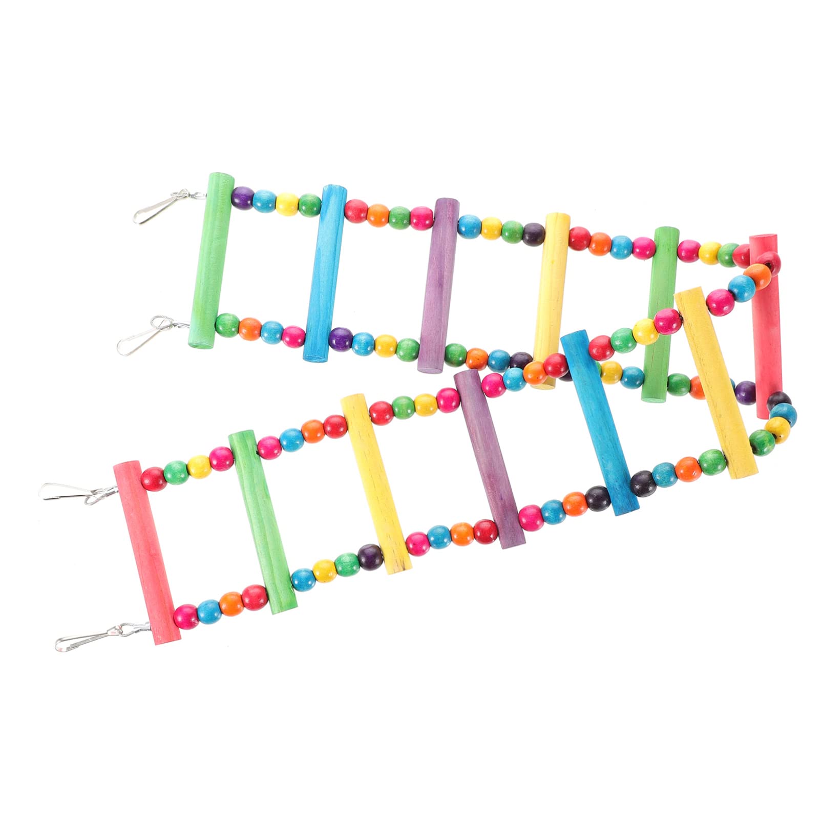 UEETEK Colorful Ladder Bird Toy，12-Step Flexible Ladders Wooden Rainbow Bridge Swings for Parrots Pet Trainning (Random Color)
