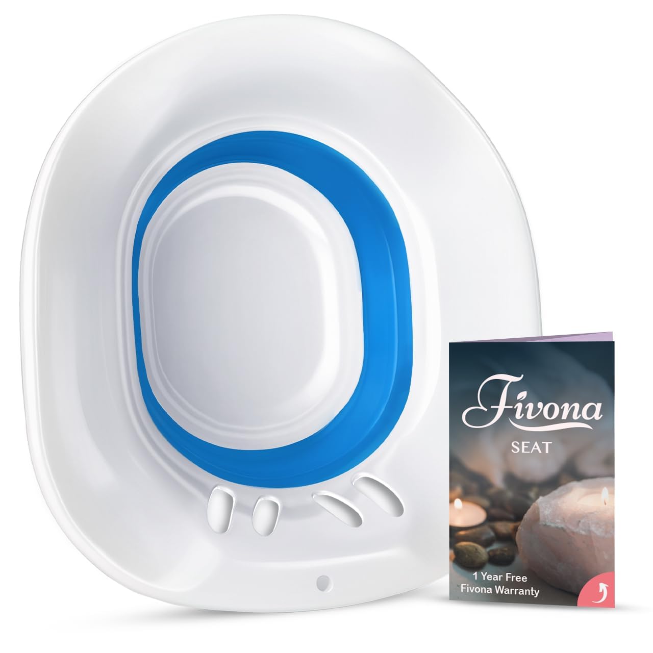 Fivona Sitz Bath for Toilet Seat Postpartum and Hemorrhoids Care - Yoni Steam Seat - Foldable Basin for Epsom Salt Soak - Portable Bidet BPA Free Temperature Resistant - Universal Fit - Blue