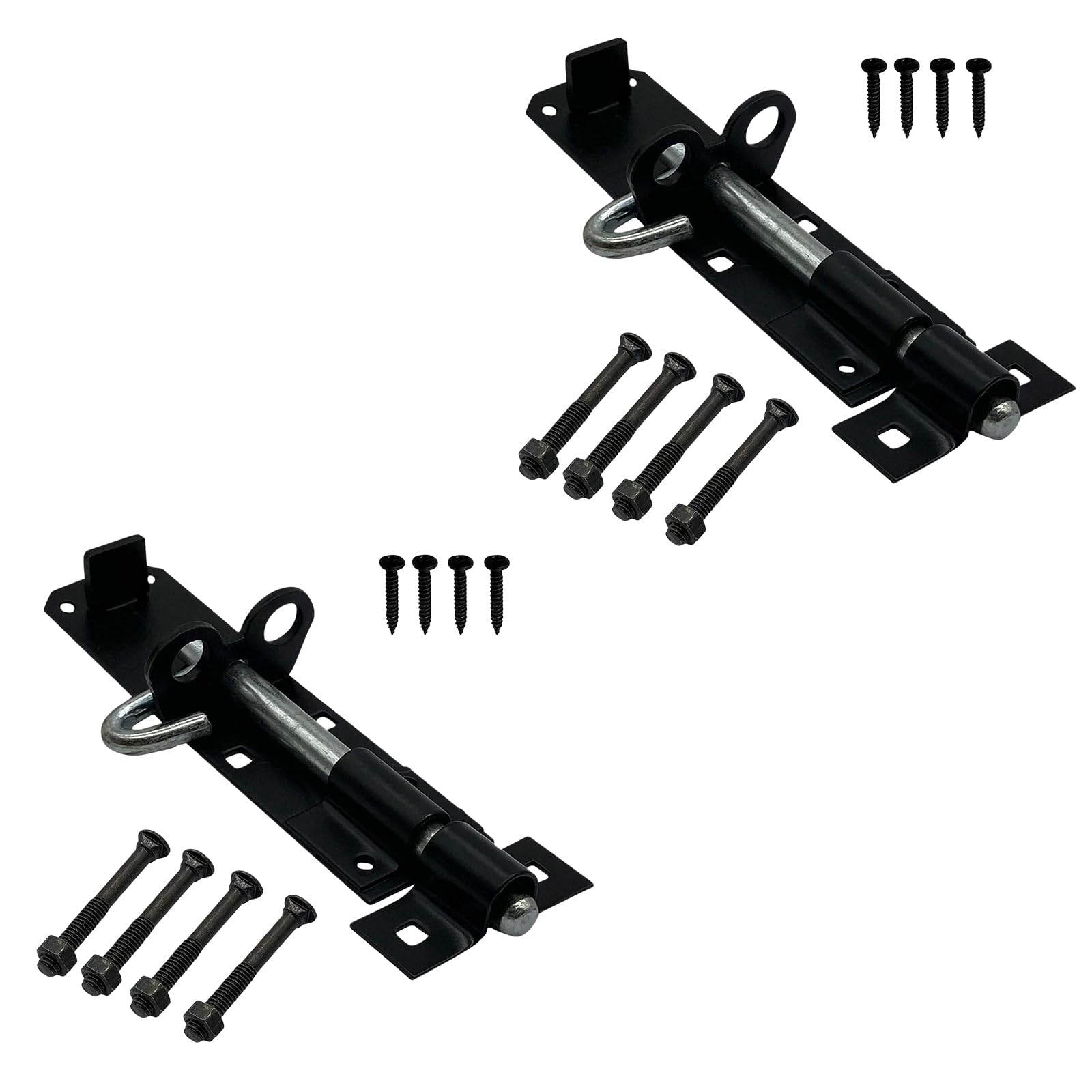 Lockable Sliding Bolt | Brenton Pad Bolt | 150mm / 6 Inch | Black Powder Coating | Pack of 2