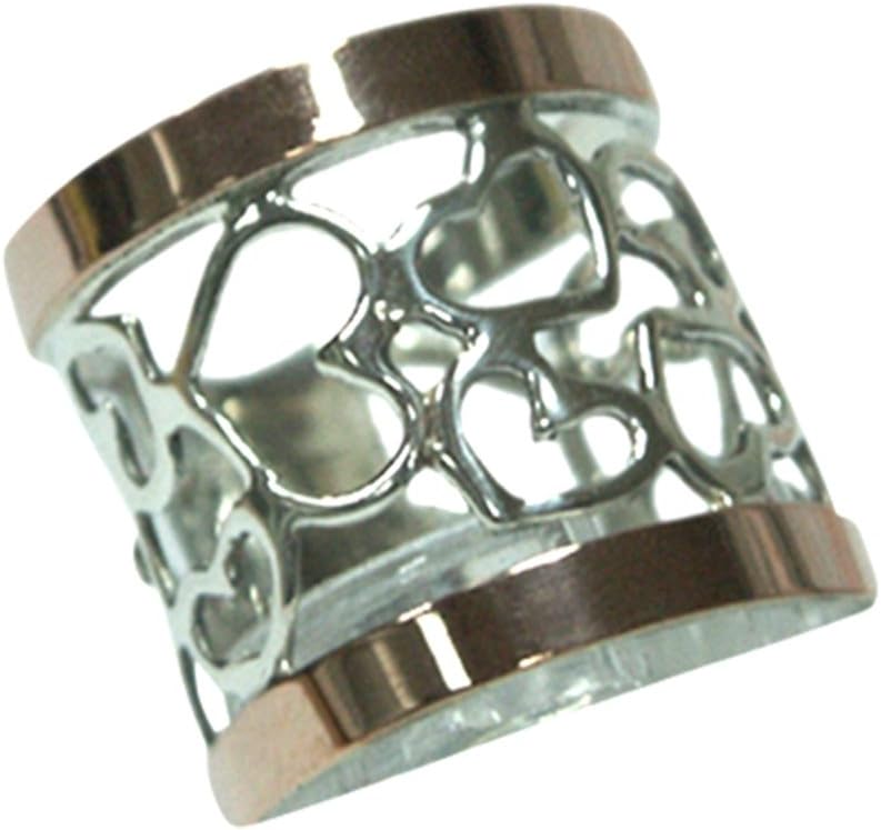 Women's 9k Rose Gold 925 Silver Band Ring Filigree Hearts Size 11