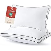 MUXHOMO Bed Pillows Queen Size Set of 2, Gusseted Sleeping Pillows for Side, Back, and Stomach Sleepers, Hotel Quality, Oeko-Tex Certified Fluffy Supportive Down Alternative Filling, White, 2 Pack