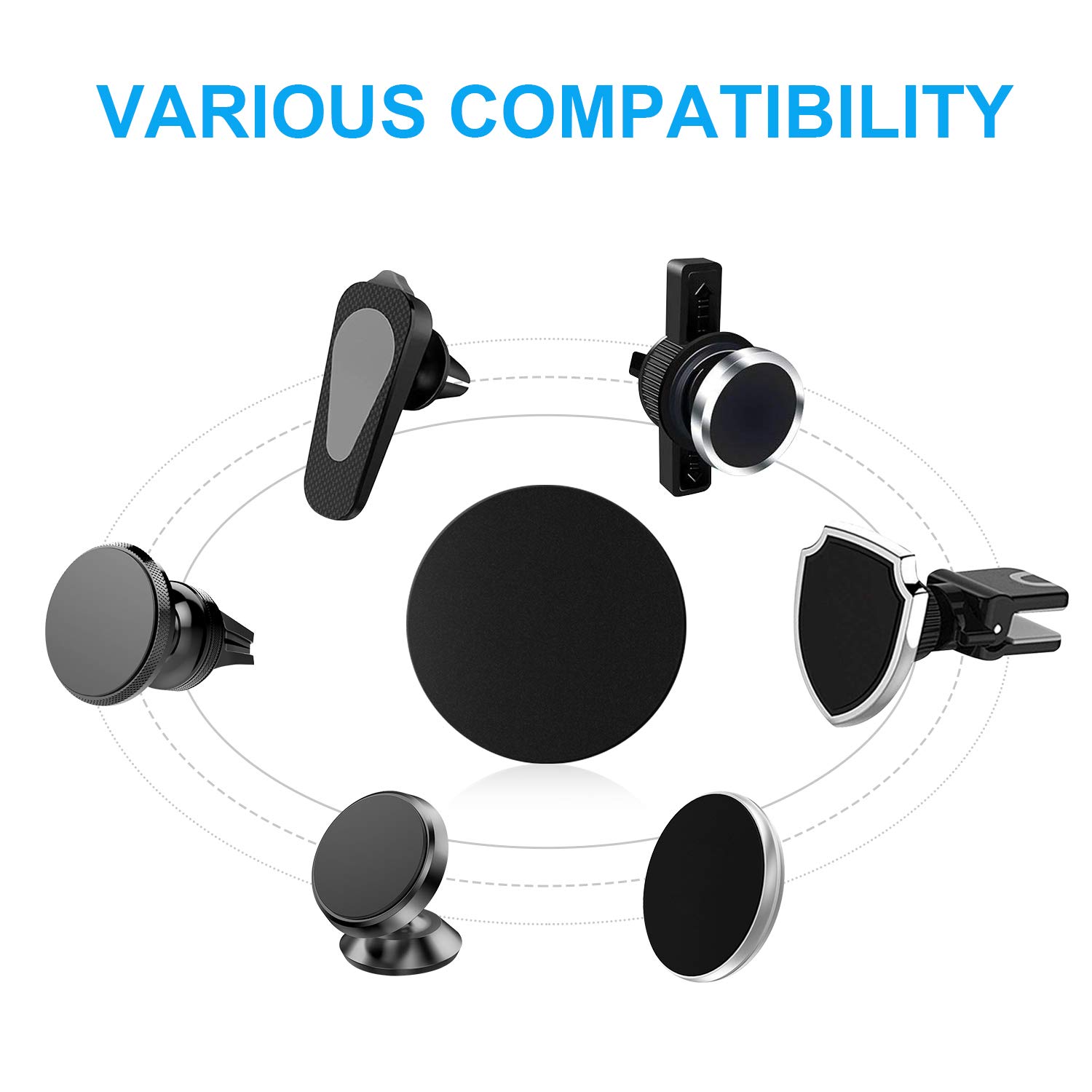 AMIGIK 9 Pack Replacement Mount Metal Plate for Magnetic Phone Holder, Ultra Thin Mental Stickers with Adhesive for Magnet Car Mount Cradle (Round)