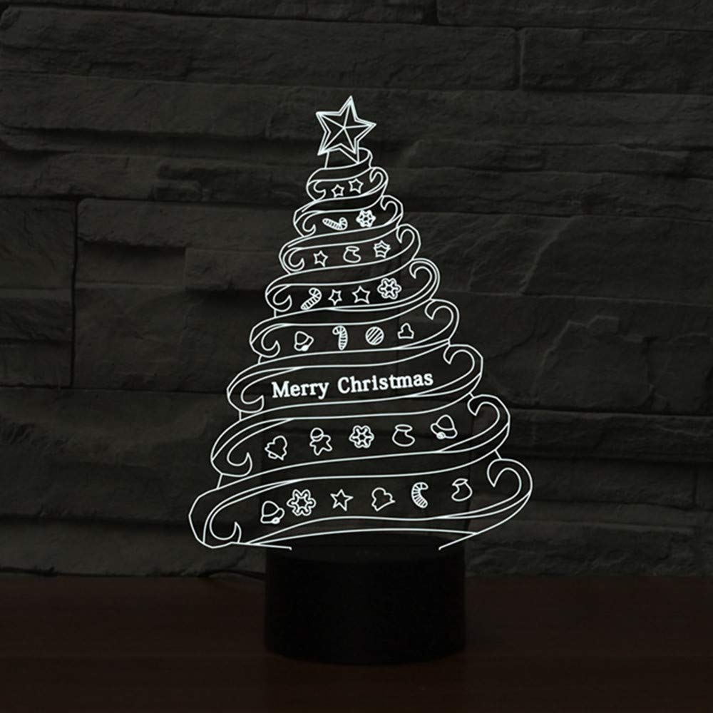 Novelty 3D Table Lamp 3D Christmas Tree Home Decor Night Lights LED USB with 7 Colors Sensor Desk Lamp as Holiday Gifts