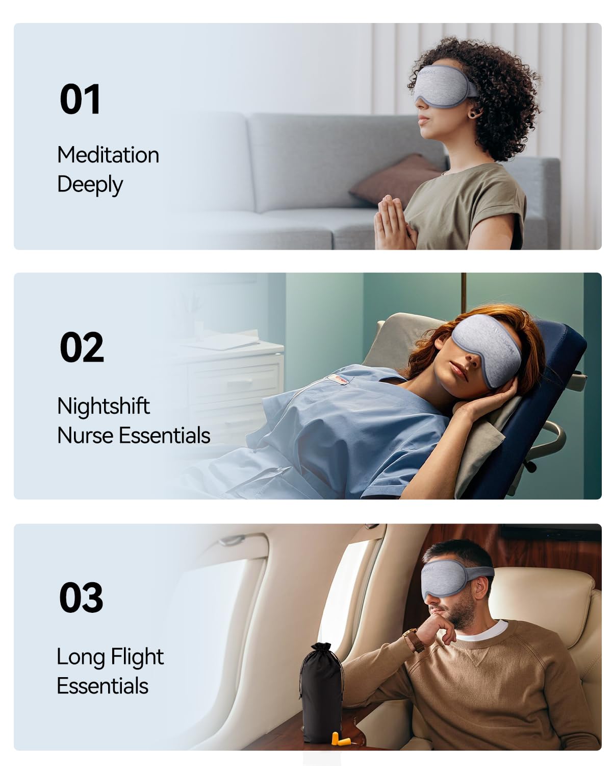 Weighted Eye Mask for Sleeping - Blackout Sleep Mask for Women Men, FACEMOON Lash Extension Eye Covers, Memory Foam, 3D Contoured, Airplane Travel Essentials, Blindfold for Meditation(Gray)