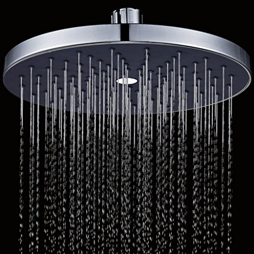 ZhenDe Extra Large 8-Inch Fixed-Mount Rainfall Showerhead Drenching Rain Fall Shower Head with Swivel 1/2 Connector Polished Chrome Panel Black