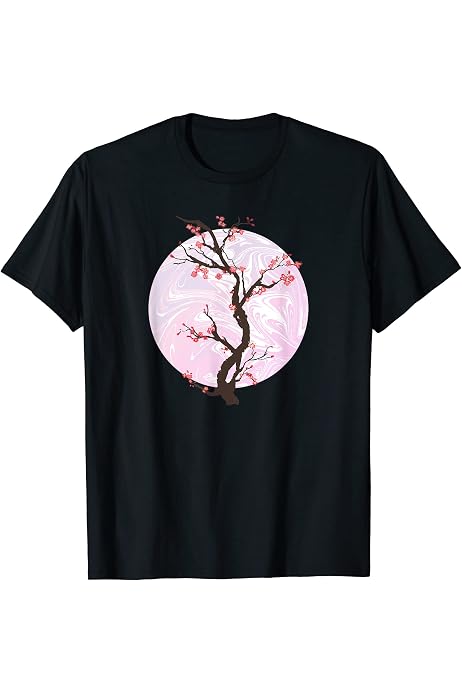 Amazon.com: Sakura Japanese Cherry Blossom Tree And Pink Moon T 