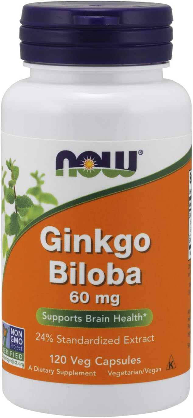 NOW Supplements, Ginkgo Biloba 60 mg, 24% Standardized Extract, Non-GMO Project Verified, 120 Veg Capsules: Health & Personal Care