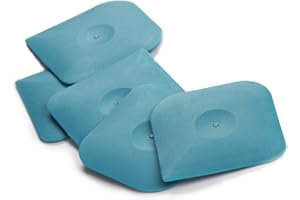 HERDA Blue Pan Scraper Dish Scraper Tool Set, 5 Pack Plastic Pot Scraper Food Scraper Nylon Non-Scratch Scraper, Cast Iron Skillet Scraper Grease Burnt Food Cleaning Scraper, Kitchen Plastic Scraper