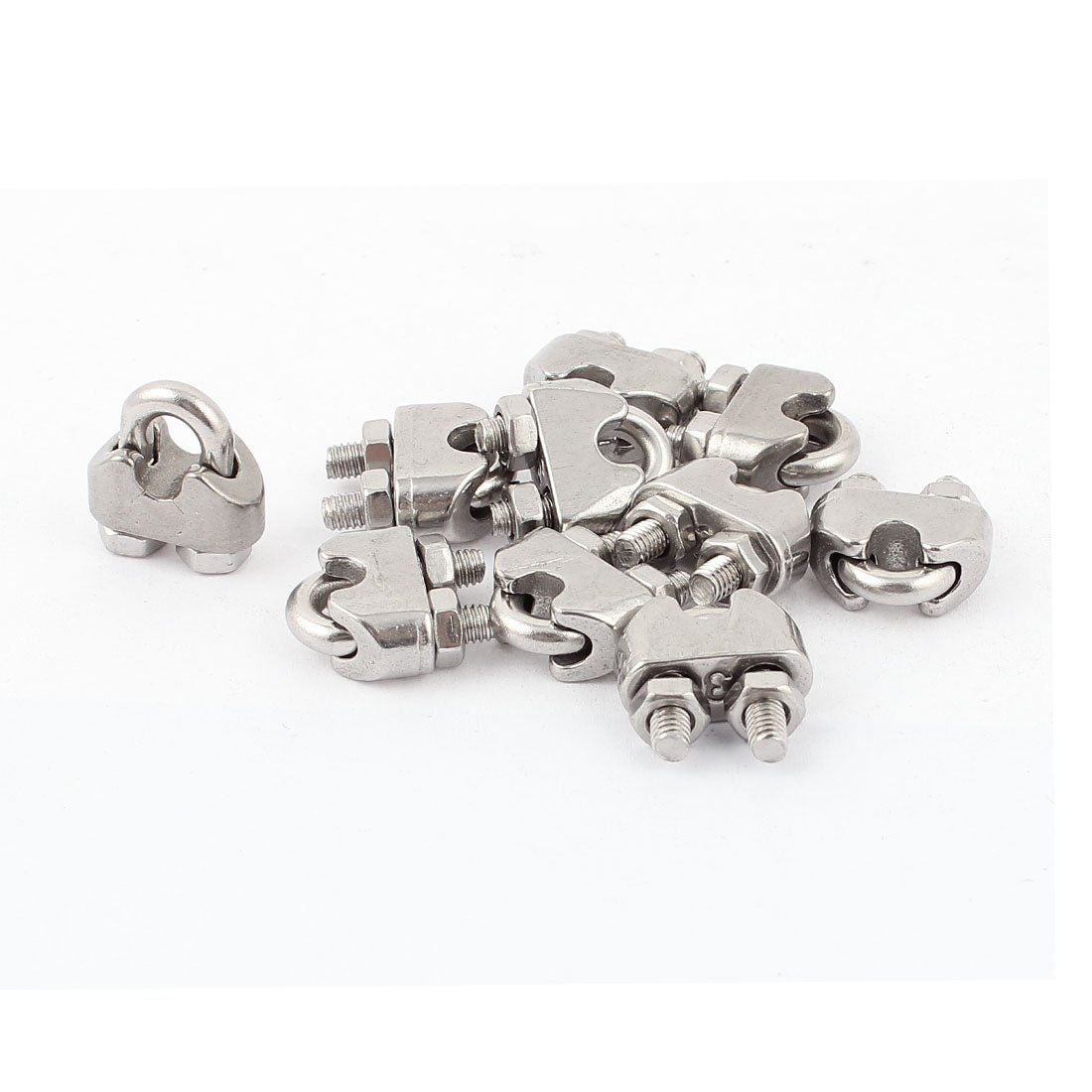 Sourcingmap 3mm 1/8 Inch Stainless Steel Wire Rope Cable Clamp Clips 10 Pcs