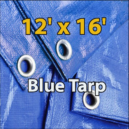 12 x16  blue waterproof poly tarp for camping hiking ba…