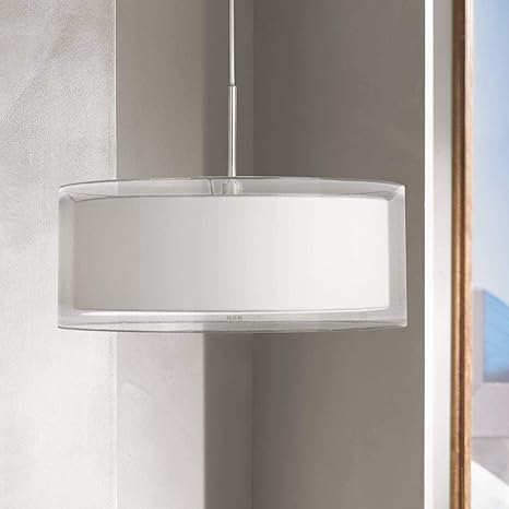 Double Drum Brushed Nickel Pendant Chandelier 20 Wide Modern