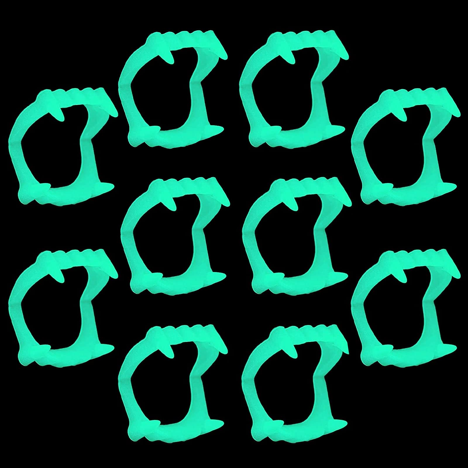 ZZLBZN 12 Pcs Halloween Glowing Vampire Teeth, Fake Vampire Fangs for Kids Vampire Teeth for Trick or Treat Halloween Party Props Cosplay Costume Decorations