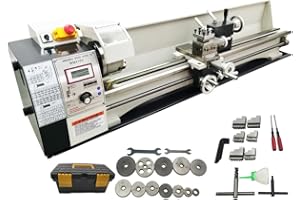 INTBUYING 8"x39" Mini Lathe Metal Turning Lathe 2500RPM Variable Speed Lathe Inch Screw Thread Precision Benchtop Lathe with 