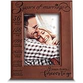 BELLA BUSTA- 3 Years of Marriage-3 years Down Forever to go-Engraved Leather Picture Frame (5 x 7 Vertical (Rawhide))