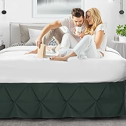 Nestl Forest Green Bed Skirt Full Size, Pinch Pleat
