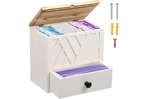 Wood Tampon Holder, Feminine Product Organizer with Lid and Drawer, Wood Pad and Tampon Organizer for Toilet Bathroom Decor, 