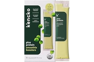kencko ADD-ON Plus Protein Powder Smoothie Booster - ADD to Smoothies - 10g of Vegan Protein Powder Each - 12 Single Serve Pea Protein Packets - Organic Plant Protein