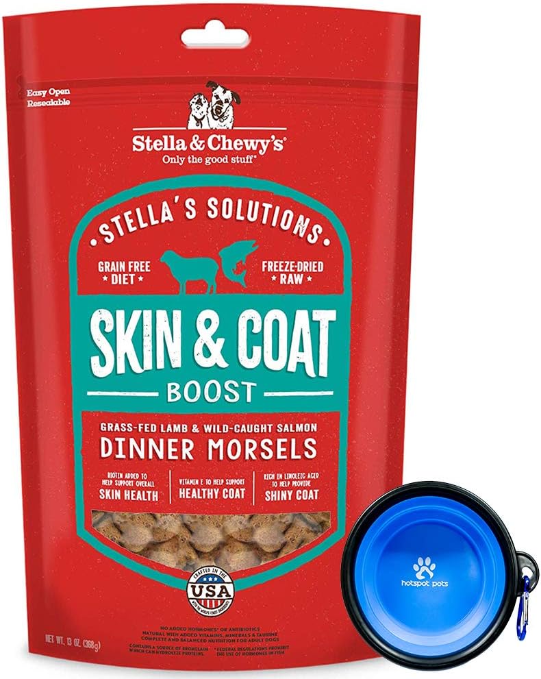 Stella & Chewy's - Stella Solutions Freeze Dried Dog Food,Snacks 13 oz Bag with Hotspot Pet Food Bowl - Made in USA