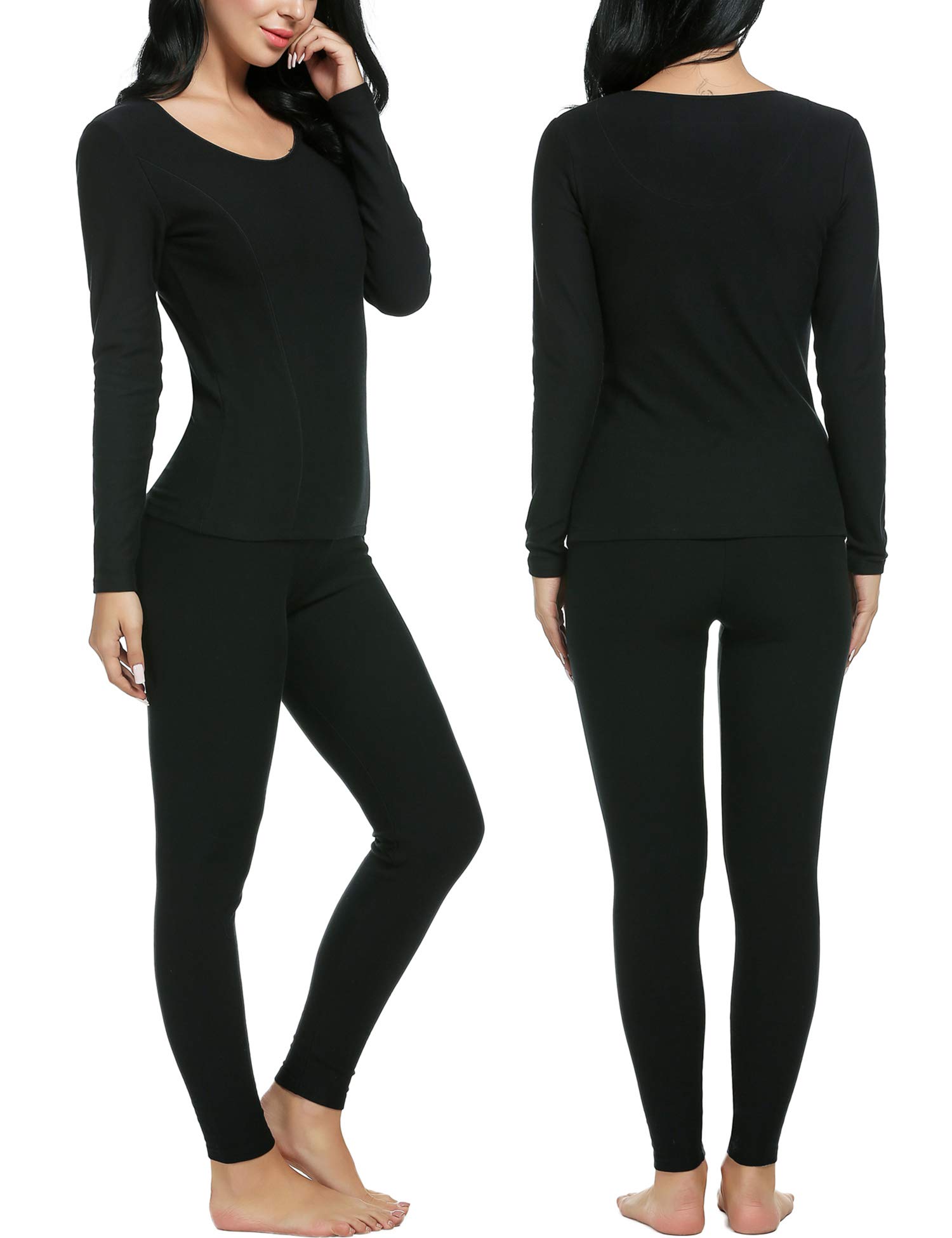 Ekouaer Women's Thermal Underwear Sets Micro Fleece Lined Long Johns