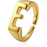 Cicy Bell Initial Rings for Women 18k Gold Plated Adjustable Letter Rings Bold Personalized Engraved Women’s Open Signet Rings for Party