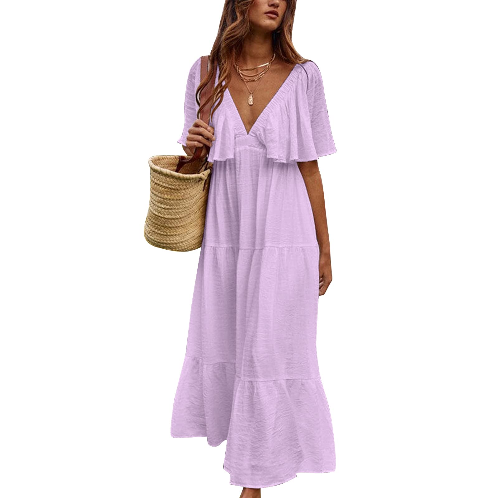 Hatant Women Midi Dress Summer Maxi Dress Short