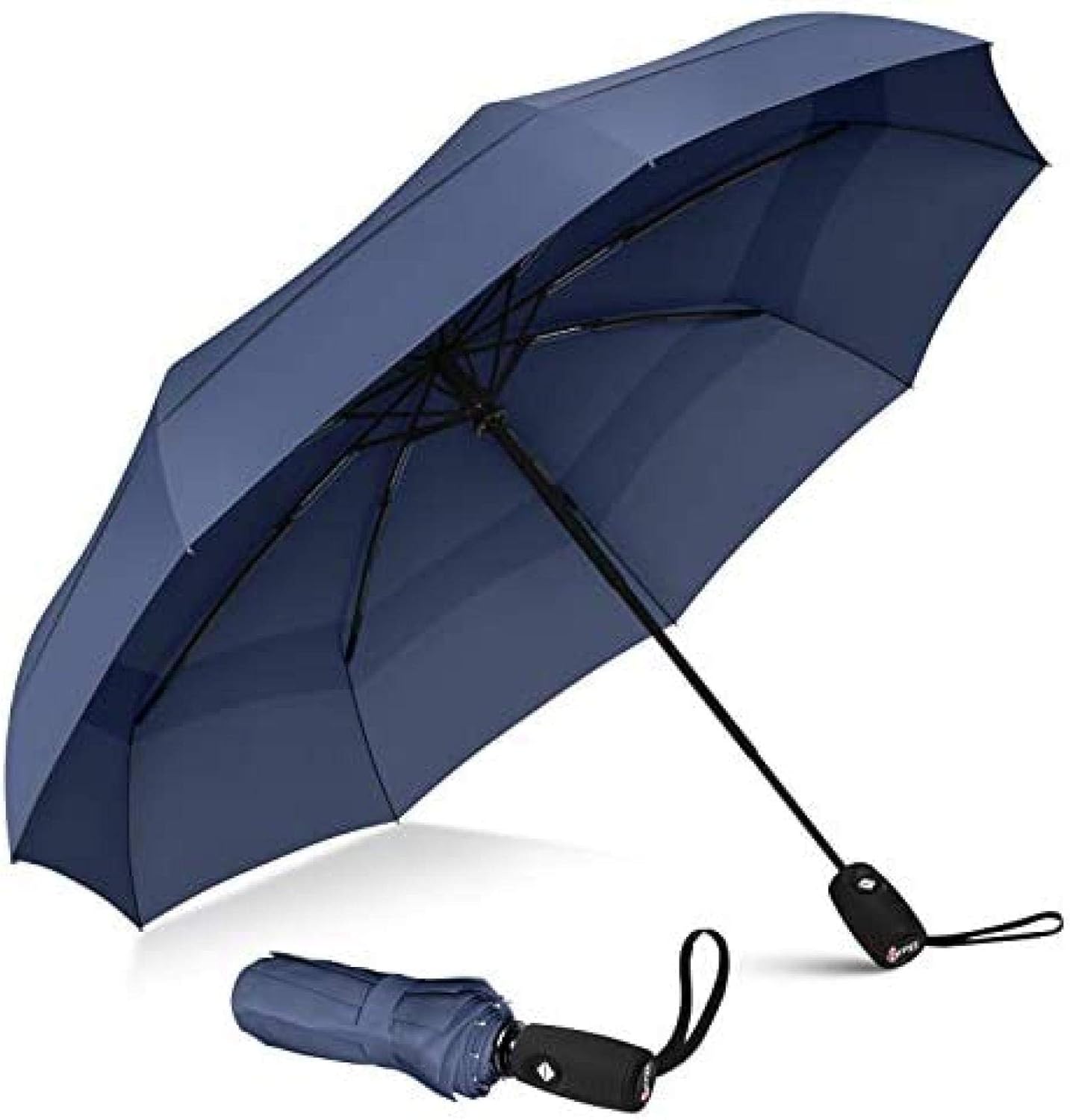 Ombrello Pieghevole Automatico Trasparente | Antivento Con 8 Nervature In Fibra Di Vetro | Apertura E Chiusura Con Una Mano | Compatto Da Viaggio (28x6 Cm) | Uomo E Donna