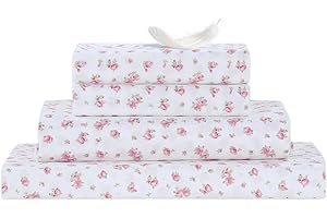 Amrapur Microfiber Sheet Set | Luxuriously Soft 100% Microfiber Rose Printed Bed Sheet Set with Deep Pocket Fitted Sheet, Fla