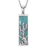 Lieditia Western Necklace 925 Sterling Silver Cactus Necklace Turquoise Jewelry Gifts for Women