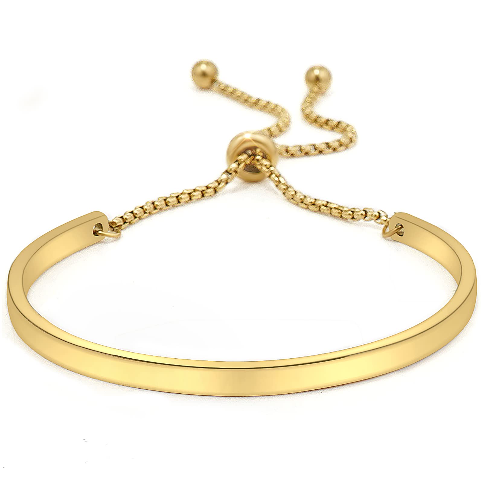 Gleamart Gold Adjustable Slider Bracelet Stainless Steel Bangle for Women