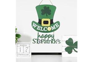 St Patricks Day Decorations, MEETYAMOR Hanging Leprechaun Hat St Patricks Day Decor, Shamrock Ornaments Happy St.Patrick's Sign Saint Patricks Day Decorations for The Home, Front Door, Porch, Wall