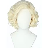 Topcosplay Women Hair Wigs Blonde Wig Short Curly Halloween Costume Cosplay Wig Deep Wave